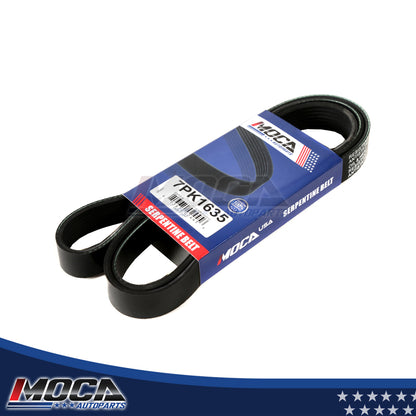 Correa serpentina 7PK1635 Compatible con modelos 00-19 BMW M6 X5 540i 740i Land Rover Range Rover