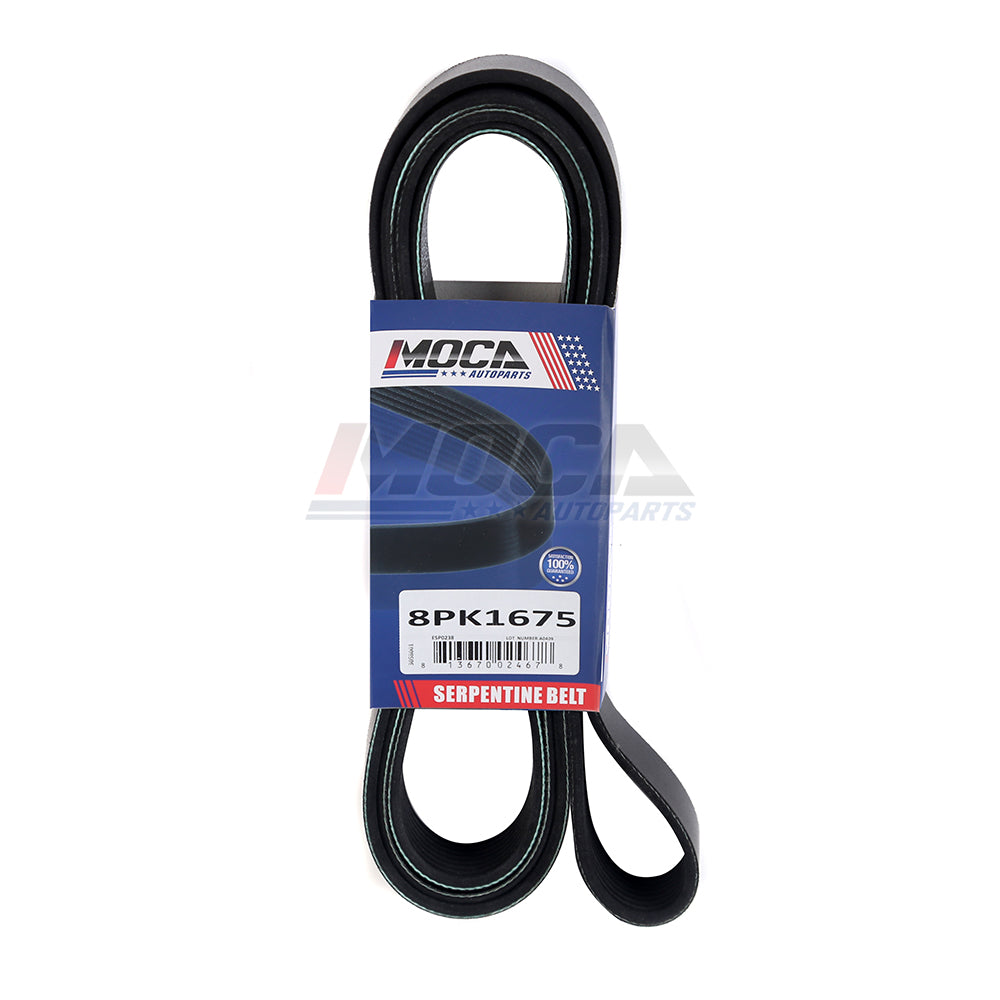 Serpentine Belt 8PK1675 Fit Ford F-150 Cadillac CTS Chevrolet Camaro 6.2L OHV