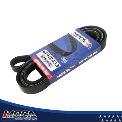 Correa serpentina 6PK2433 compatible con Audi V8 Quattro 3.6L V8 GAS DOHC (modelos 90-91)