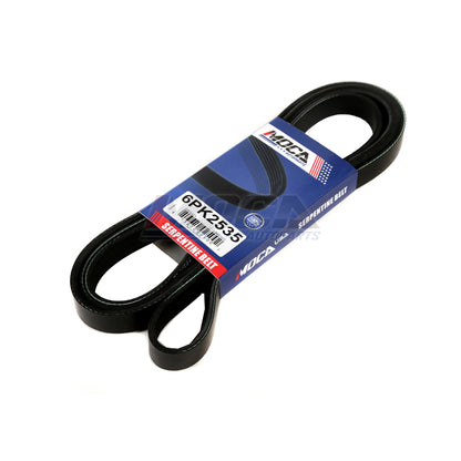 Correa serpentina 6PK2535 compatible con modelos 02-19 Ford F350 450 550 E350 450 Super Duty 6.8L