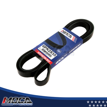 Correa serpentina 6PK2535 compatible con modelos 02-19 Ford F350 450 550 E350 450 Super Duty 6.8L