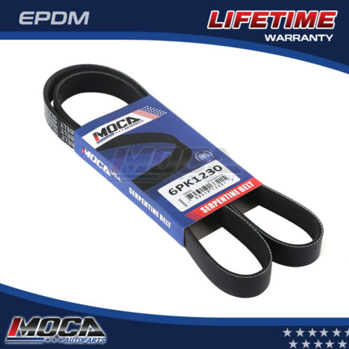 Correa serpentina MOCA 6PK1230 para Chrysler Sebring 2.4L (modelos 03-04) y Ford Escort 2.0L (modelos 85-87) y Mercury Tracer 1.9L (modelos 91-96) y Toyota Corolla 1.8L (modelos 11-17)
