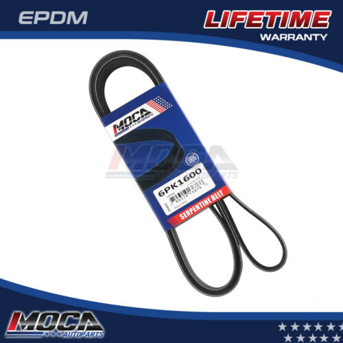 Correa serpentina MOCA 6PK1600 para Dodge Intrepid 2.7L 2000-2004 y Chrysler Concorde 2.7L 2000-2004 y Ram ProMaster 3500 3.6L 2014-2017 y Ford Fusion 1.6L 2013