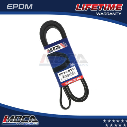 Correa serpentina MOCA 6PK1690 para Buick Regal 3.8L (98-04) y Chevrolet Impala 3.8L (04-05), Dodge Durango 3.6L (11-15) y Jeep Grand Cherokee 3.6L (11-15)