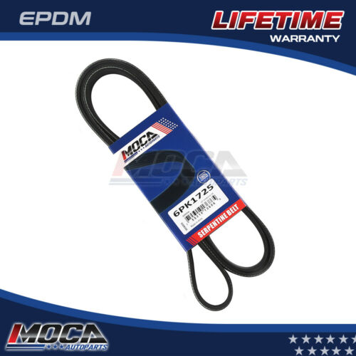 Correa serpentina MOCA 6PK1725 para Daewoo Nubira 2.0L 99-02 y Ford Edge 2.7L 15-17 y Ford Fusion 2.7L 18-19 y Lincoln MKZ 3.0L 18-19