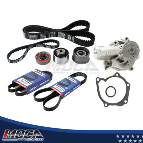 MOCA Timing Belt Water Pump Serpentine Belt Set for 2001-2004 Hyundai Santa Fe 2.4L & 2001-2004 Hyundai Sonata 2.4L & 2001-2006 Kia Optima 2.4L