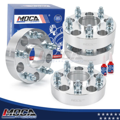 Espaciadores de rueda MOCA de 5x5 a 5x5 para Jeep Grand Cherokee WJ WK 4WD/2WD (1999-2010), Commander XK 4WD/2WD (2005-2010) y Wrangler JK 4WD (2007-2018). Rosca de 38 mm, 1/2" x 20, 4 unidades, color plateado.