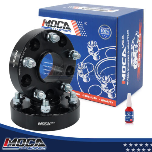 Espaciadores de rueda MOCA de 5 x 5,5 a 5 x 5,5 para Chrysler Aspen (2007-2009), Dodge Dakota (2005-2010), Durango (2004-2009) y Mitsubishi Raider (2006-2009). Rosca de 38 mm, 9/16", 2 unidades, color negro.