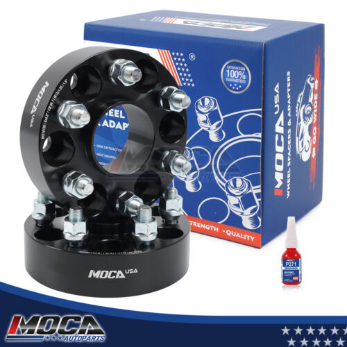Espaciadores de rueda MOCA de 6 x 4,5 a 6 x 4,5 para Nissan Frontier 2WD 4WD (2005-2022), Pathfinder 2WD 4WD (2005-2012) y Xterra 2WD 4WD (2005-2015). Rosca de 38 mm, M12 x 1,25 (2 unidades), color negro.