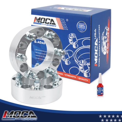 Espaciadores de rueda MOCA de 6 x 5,5 a 6 x 5,5 para Cadillac Escalade (1999-2000 y 2002-2014), Chevrolet Colorado (2004-2005) y Express 1500 (2003-2014). Rosca de 50 mm, M14 x 1,5 (2 unidades), color plateado.